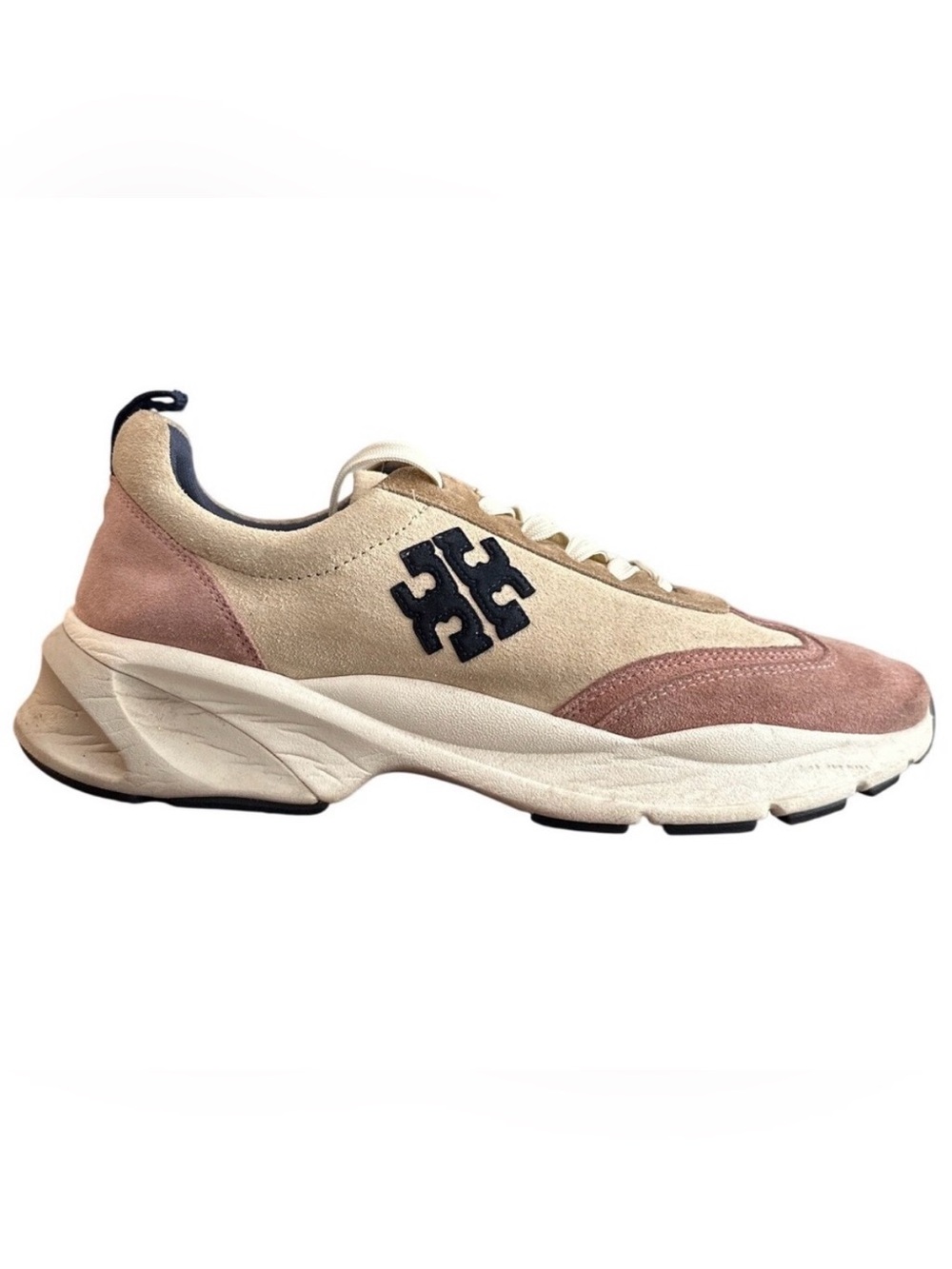 Tory Burch Good Luck Trainer Suede Chunky Sneakers Pink Moon Cream Size 10